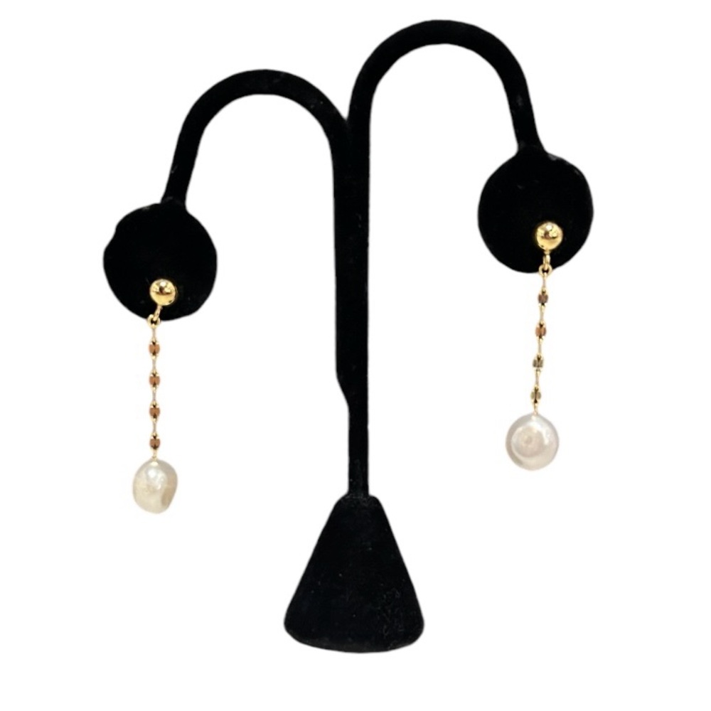 NWT JTV 18k gold plated 925 sterling silver freshwater pearl drop earrings
